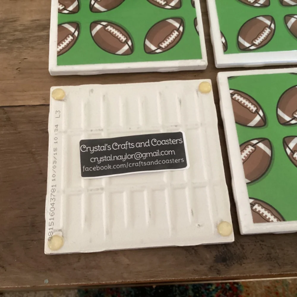 Handmade tile Football coasters set of 4 - Picture 3 of 3